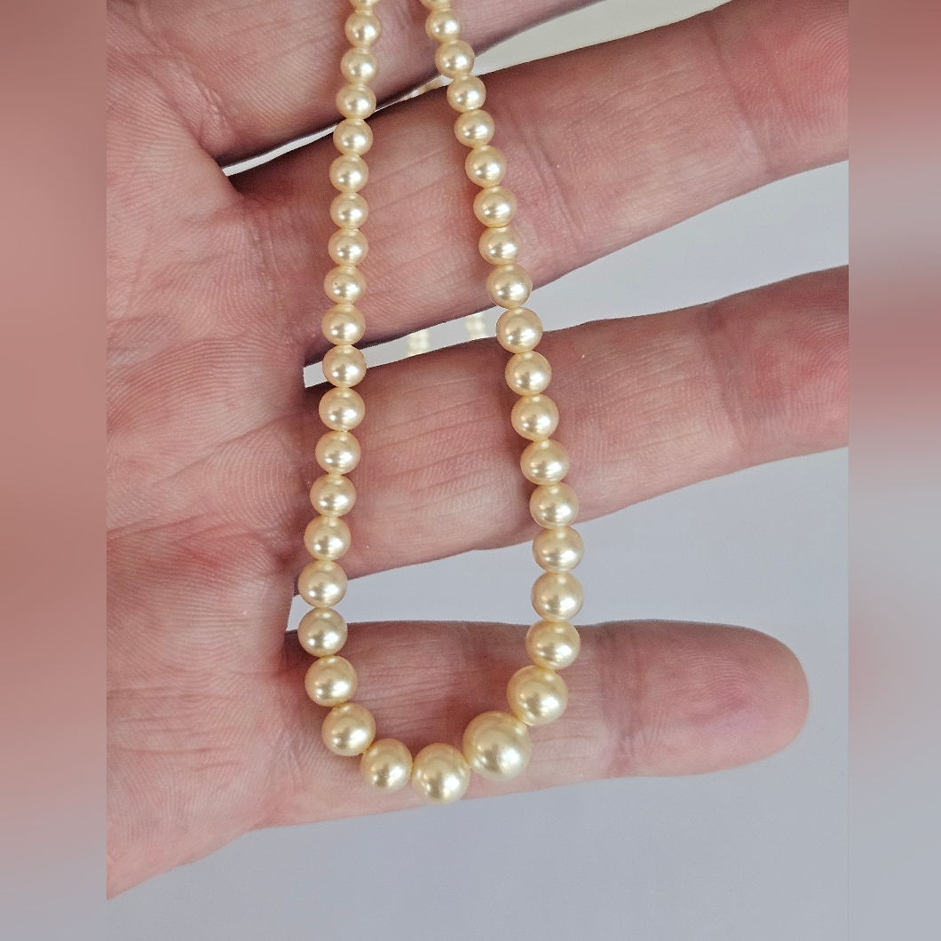 Vintage 10k White Gold Graduated Pearl Necklace 18â 7.5mm To 3.2mm